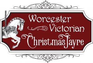 Victorian Christmas Fayre white logo with red shading